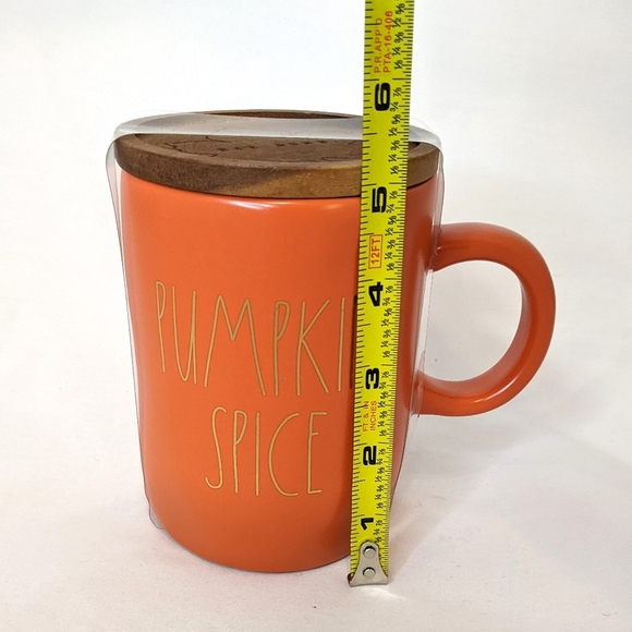 Rae Dunn Pumpkin Spice Orange Mug with Wooden Topper - Picture 6 of 7